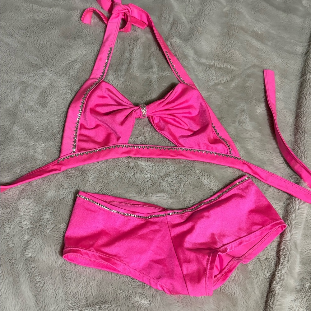 Pink Pole Wear Set with Rhinestone Accents